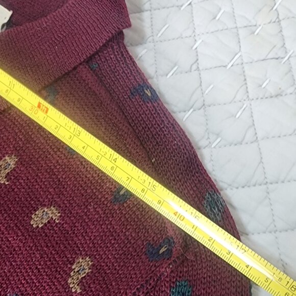 Nordstrom Gallery 100% Wool Made in Italy Sweater Men's Small Burgundy Paisley - Picture 7 of 10